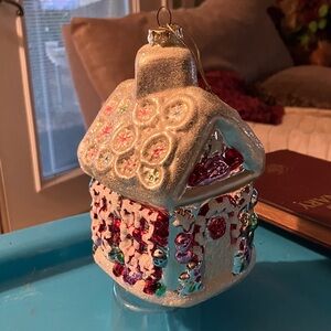 VTG Gingerbread House Ornament Jumbo Lg Mercury Glass Ornament